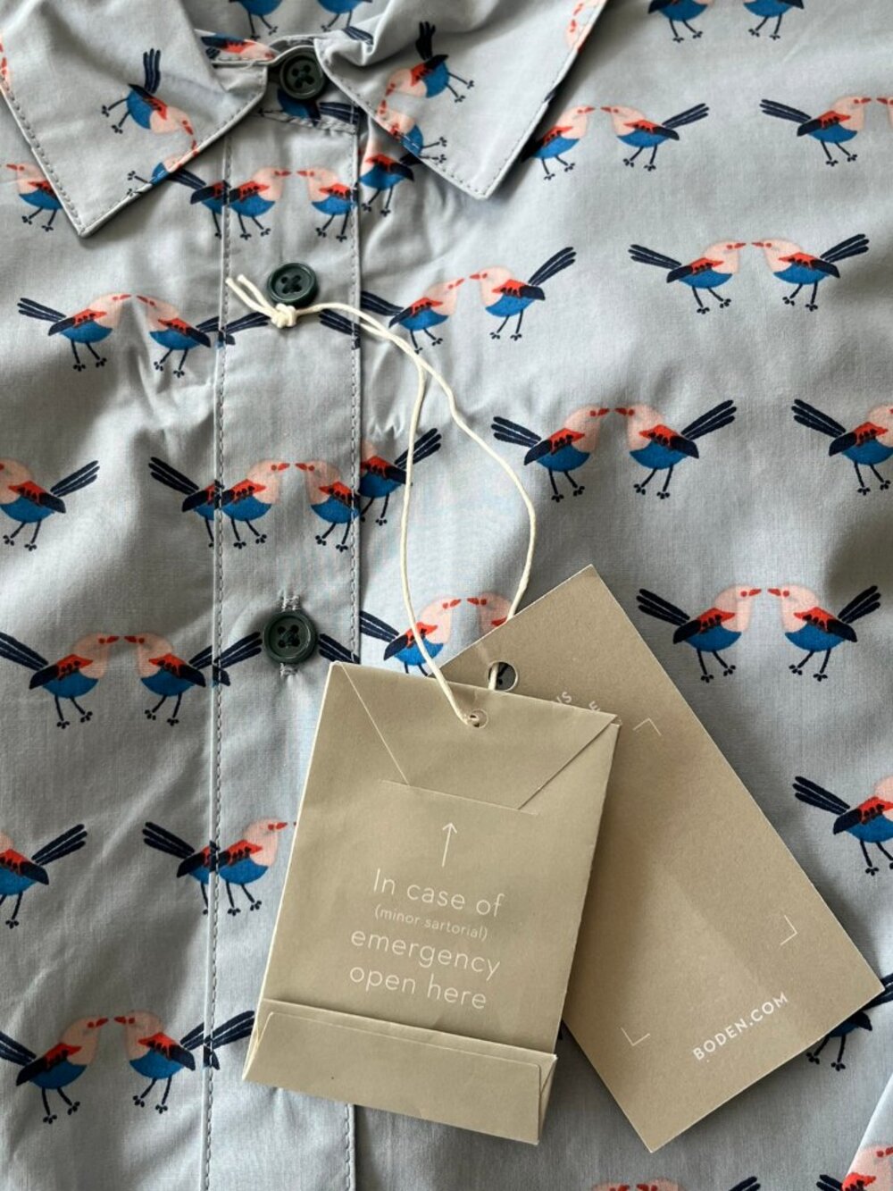 NWT Boden Women's Birds Button Up Shirt Preppy Whimsy Novelty Size US 6 - Picture 5 of 12